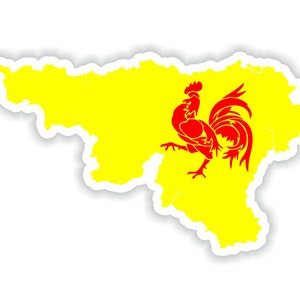 Valonia Bélgica mapa Pegatina Bandera para el libro portátil Nevera Guitarra Casco de motocicleta Caja de herramientas Puerta PC Barco
