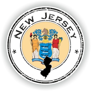 New Jersey Seal Sticker Round Flag for Laptop Book Fridge Guitar Motorcycle Helmet ToolBox Door PC Boat