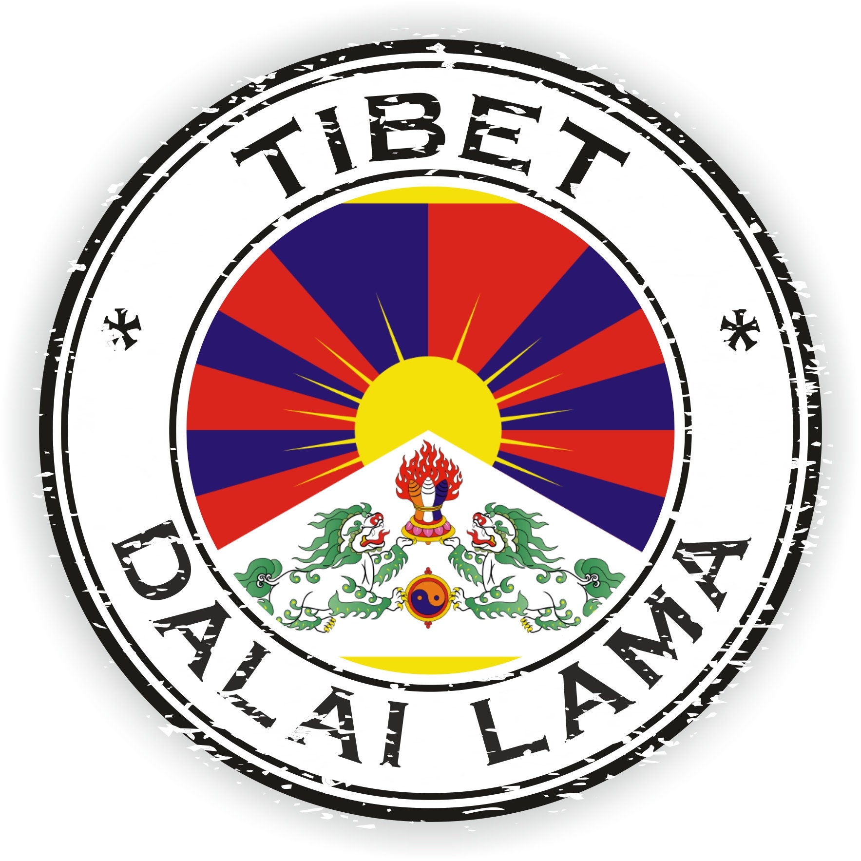 Tibet Dalai Lama Seal Round Flag - Digital File Download - Svg