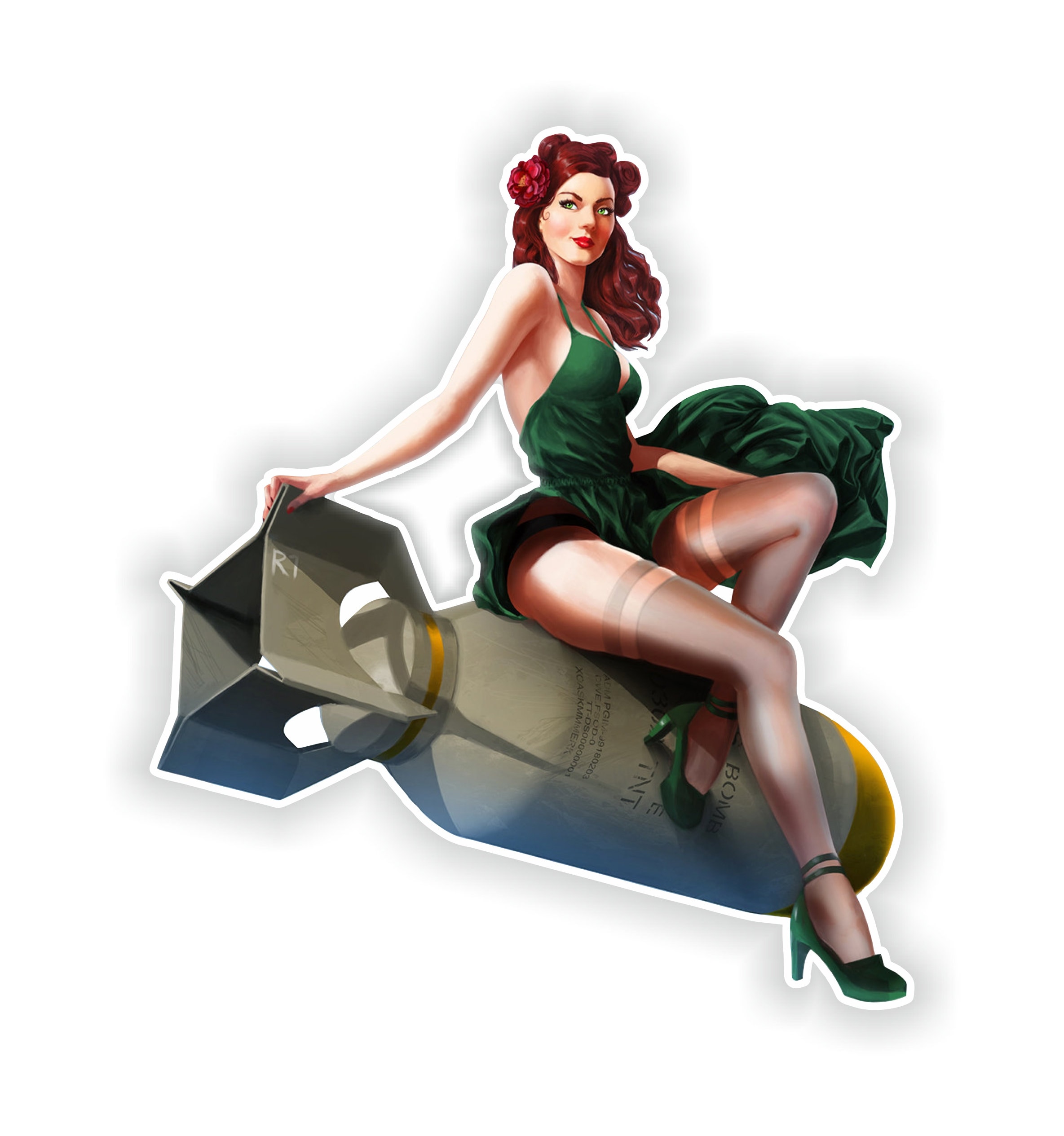 Pin Up Girl Sticker Vintage Sexy 07 for Laptop Tablet Helmet Motorcycle Bumper US Army Bomb