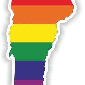 Vermont Gay Rainbow Carte Drapeau Autocollant pour ordinateur portable Livre Réfrigérateur Guitare Moto Casque ToolBox Porte PC Bateau