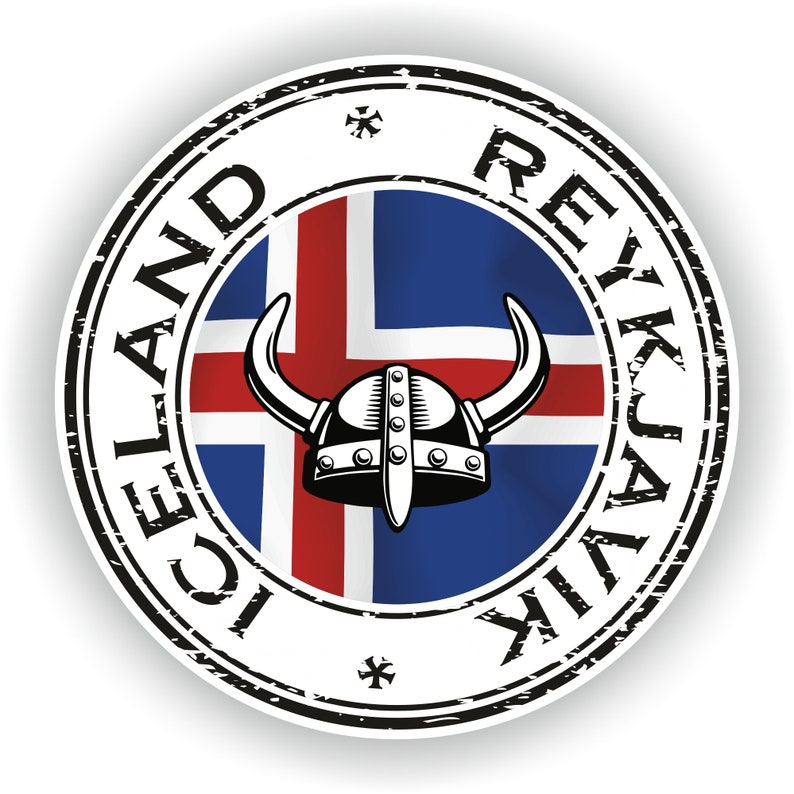IJsland Reykjavik Seal Sticker Ronde Vlag voor Laptop Boek afbeelding 1