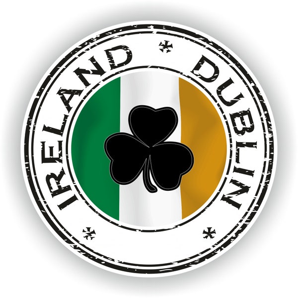 Ireland Dublin Seal Sticker Round Flag for Laptop Book Fridge Guitar Motorcycle Helmet ToolBox Door PC Boat