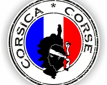 Corse Corse France Sceau Autocollant Drapeau rond pour ordinateur portable Livre Frigo Guitare Moto Casque Boîte à outils Porte PC Bateau