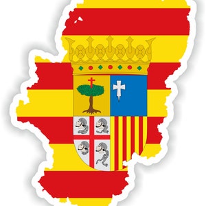 Aragón España mapa Pegatina Bandera para el libro portátil Nevera Guitarra Motocicleta Casco Caja de herramientas Puerta PC Barco
