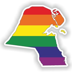 Kuwait Gay Arco iris mapa etiqueta engomada para el libro portátil nevera motocicleta casco ToolBox puerta PC barco