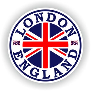 Londra Inghilterra Sigillo Adesivo Rotondo Bandiera Union Jack per Laptop Libro Frigo Chitarra Moto Casco ToolBox Porta PC Barca