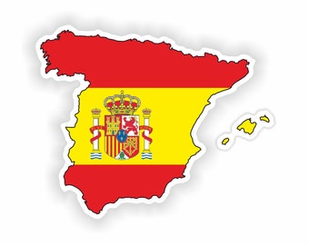 Spain Map Flag Silhouette Sticker for Laptop Book Fridge Guitar Motorcycle Helmet ToolBox Door PC Boat