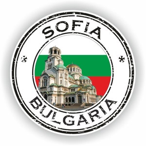 Sofia Bulgarien Sigillklistermärke Rund Flagga för Laptop Bok Kylskåp Gitarr Motorcykelhjälm Verktygslåda Dörr PC Båt
