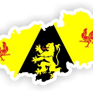 Brabante Valón Bélgica mapa Pegatina Bandera para el libro portátil Nevera Guitarra Casco de motocicleta Caja de herramientas Puerta PC Barco