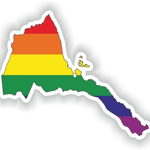 Érythrée Gay Rainbow Map Flag Sticker for Laptop Book Fridge Guitar Motorcycle Helmet ToolBox Door PC Boat