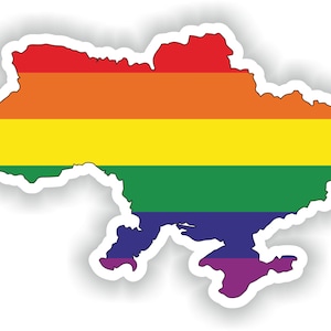Ukraine Gay Rainbow Carte Drapeau Autocollant pour ordinateur portable Livre Réfrigérateur Guitare Moto Casque ToolBox Porte PC Bateau