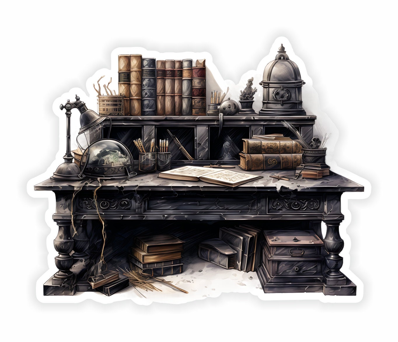 Dark Academia Gothic Desk #38 Vinyl Waterproof Sticker