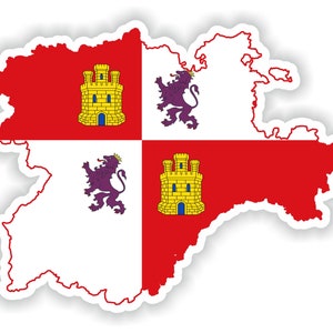 Castilla y León España mapa Pegatina Bandera para el libro portátil Nevera Guitarra Motocicleta Casco Caja de herramientas Puerta PC Barco