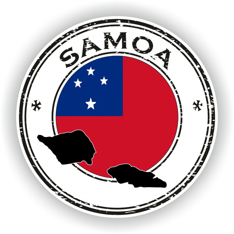 Samoa Lettering Samoa Seal Sticker Round Flag for Laptop Book Fridge Guitar Motorcycle ...