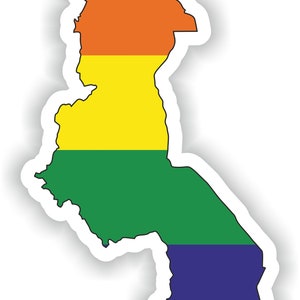 Malawi Gay Arco Iris Mapa Etiqueta engomada para el libro portátil Nevera Motocicleta Casco ToolBox Puerta PC Barco