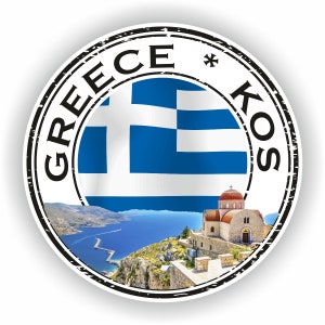 Greece Kos Island Seal Sticker Round Flag for Laptop Book Fridge Guitar Motorcycle Helmet ToolBox Door PC Boat
