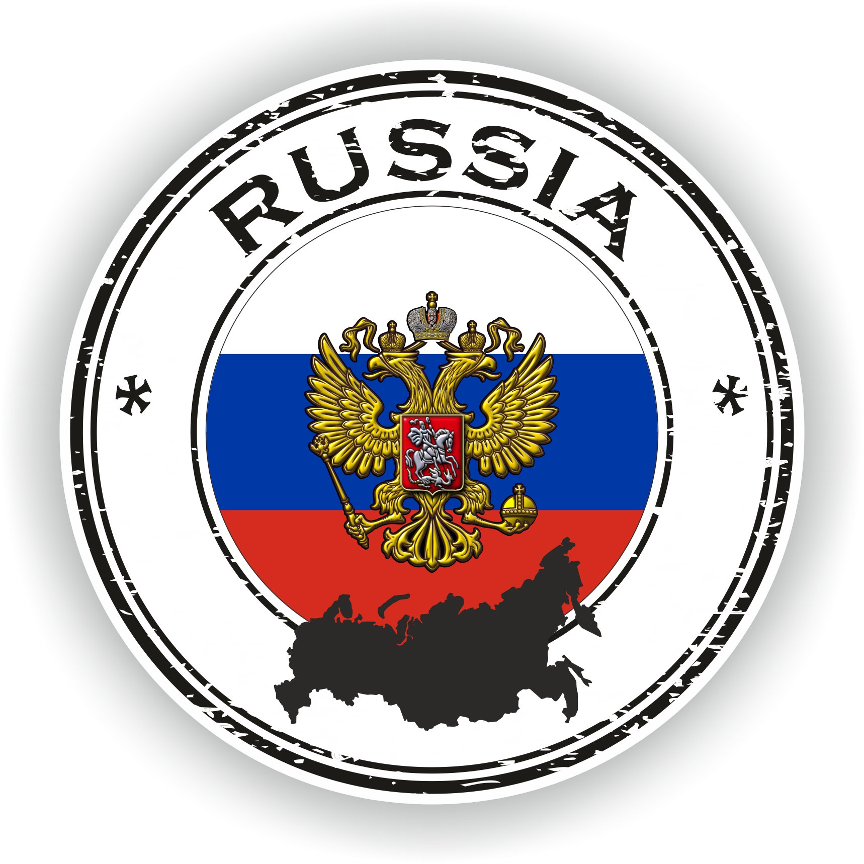 Russian Flag & Coat of Arms, Flag of Russia Square Sticker