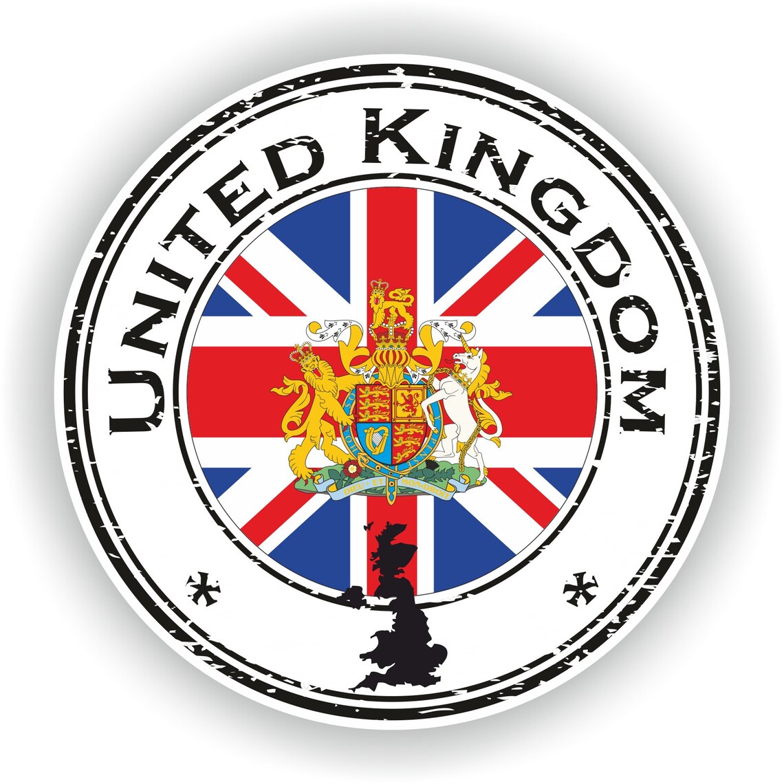 United Kingdom UK Seal Sticker Round Flag for Laptop Book Etsy