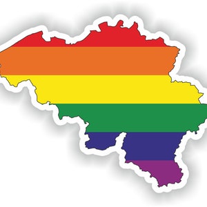 Bélgica Gay arco iris mapa bandera pegatina para ordenador portátil libro nevera guitarra motocicleta casco ToolBox Puerta PC Barco