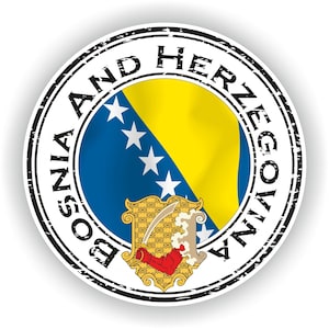 Bosnia and Herzegovina Seal Sticker Round Flag for Laptop Book Fridge Guitar Motorcycle Helmet ToolBox Door PC Boat