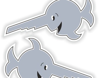 Pez sierra que ríe gris 2x submarino alemán u-boat pegatina militar para el libro portátil nevera guitarra casco de motocicleta caja de herramientas puerta PC barco