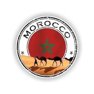 Morocco Seal Sticker Round Flag #02 for Laptop Book Fridge Guitar Motorcycle Helmet ToolBox Door PC Boat
