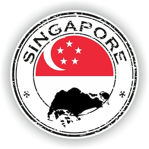 Singapore Seal Sticker Round Flag for Laptop Book Fridge Guitar Motorcycle Helmet ToolBox Door PC Boat