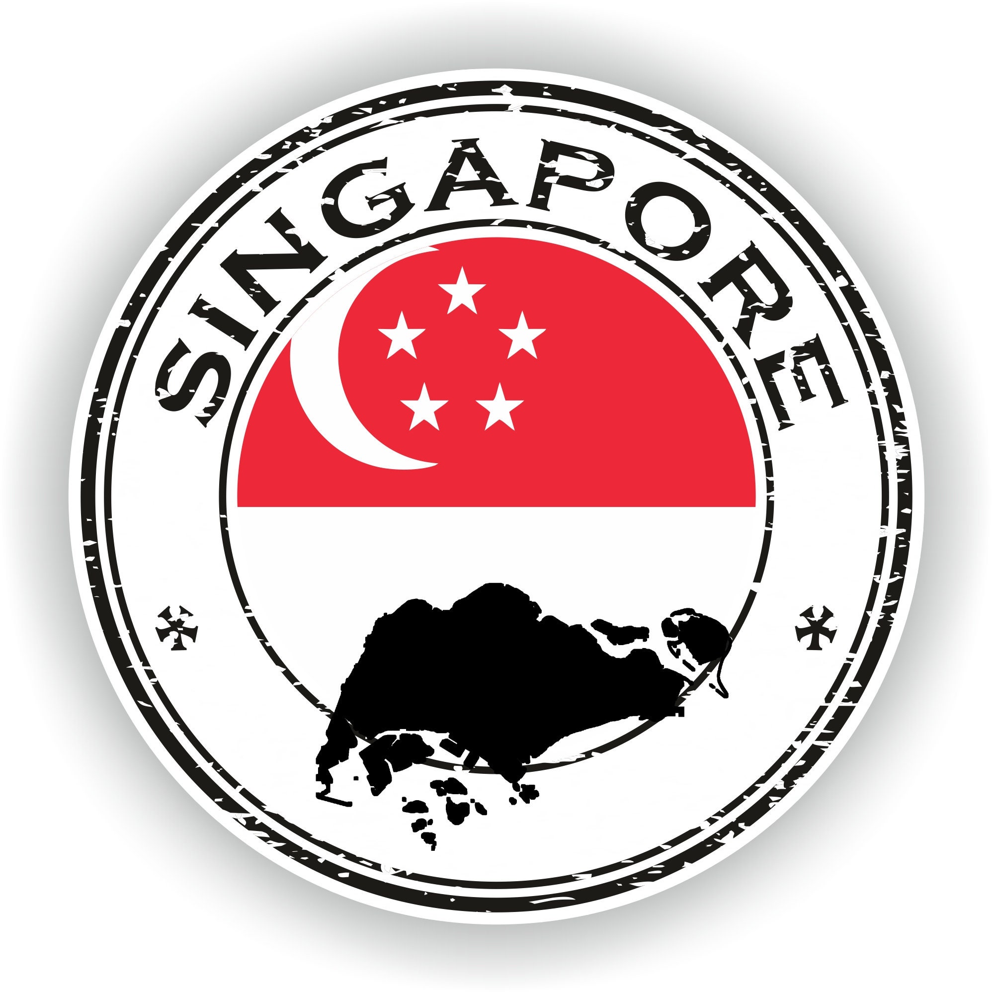 Singapore Seal Sticker Round Flag for Laptop Book Fridge Guitar