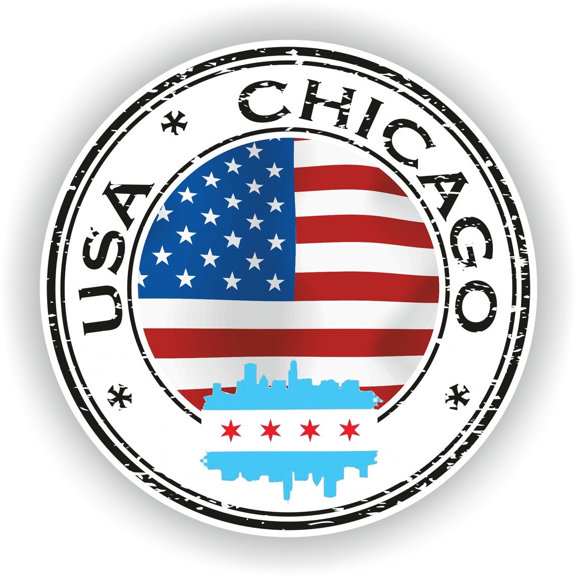 Usa Chicago Seal Sticker Round Flag for Laptop Book Fridge Etsy