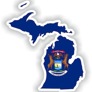 Michigan mapa Sticker Flag para el libro portátil nevera motocicleta casco ToolBox puerta PC Barco