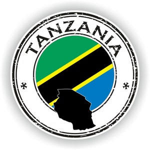 Pegatina de sello de Tanzania, bandera redonda para portátil, libro, nevera, guitarra, casco de motocicleta, caja de herramientas, puerta, PC, barco