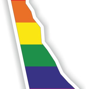 Delaware Gay Arco iris mapa etiqueta engomada para el libro portátil nevera motocicleta casco ToolBox puerta PC barco