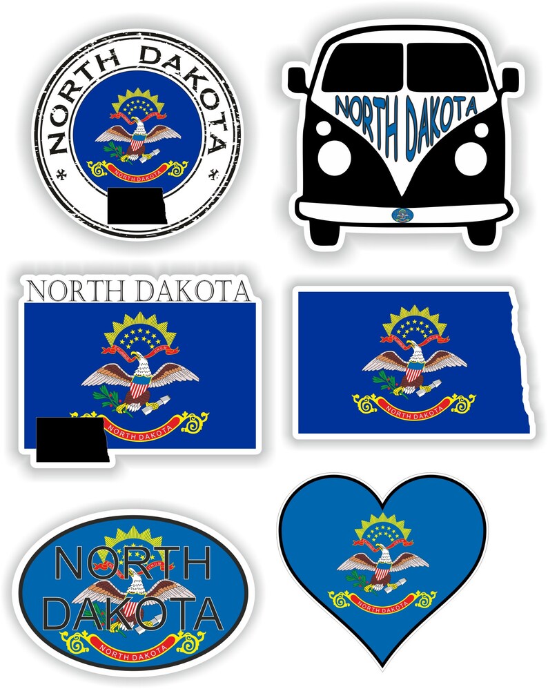 North Dakota Set of Stickers for Laptop Book Water Bottle Fridge Guitar ...
