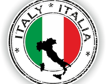 Italie Seal Sticker Drapeau Rond pour Ordinateur Portable Livre Réfrigérateur Guitare Moto Casque Boîte à Outils Porte PC Bateau