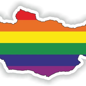Mongolie Gay Rainbow Carte Drapeau Autocollant pour ordinateur portable Livre Réfrigérateur Guitare Moto Casque ToolBox Porte PC Bateau