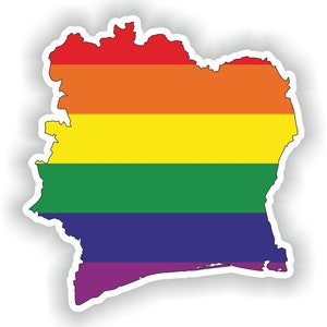 Côte d’Ivoire Gay Rainbow Map Flag Sticker pour Laptop Book Fridge Guitar Motorcycle Helmet ToolBox Door PC Boat