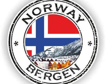 Norwegen Bergen Siegel Aufkleber runde Flagge für Laptop Buch Kühlschrank Gitarre Motorrad Helm ToolBox Tür PC Boot