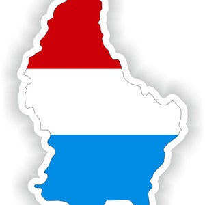 Pegatina de silueta de bandera de mapa de Luxemburgo para portátil, libro, nevera, guitarra, motocicleta, casco, caja de herramientas, puerta, PC, barco