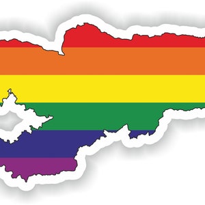 Kirguistán Gay Arco iris mapa etiqueta engomada para el libro portátil nevera guitarra casco de la motocicleta ToolBox puerta PC barco