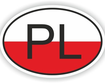 POLEN Land Code Oval Sticker met vlag voor bumper laptop boek koelkast motorfiets helm deur tool box locker PC