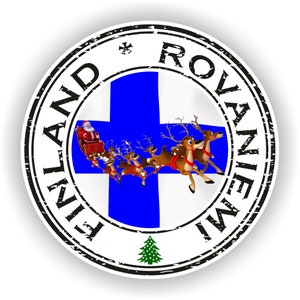 Finlandia Rovaniemi Sigillo adesivo bandiera rotonda per laptop Libro Frigo Chitarra Chitarra Casco ToolBox Porta PC Barca