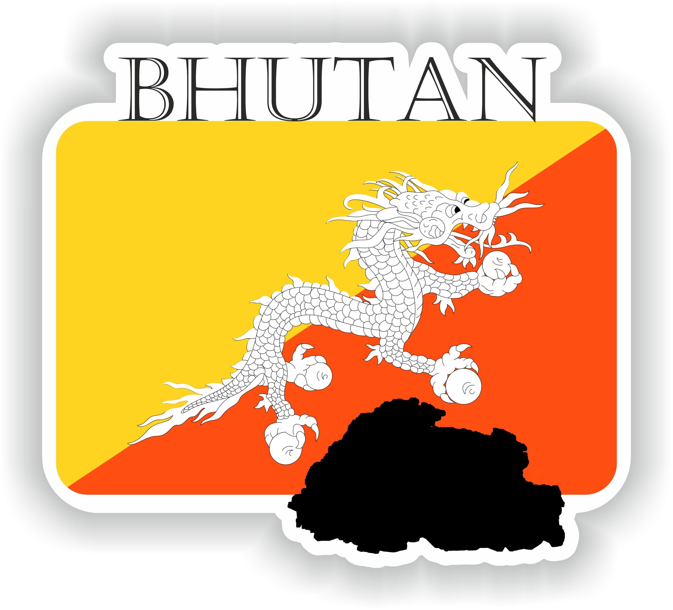 Bhutan Sticker Flag MF for Laptop Book Fridge Guitar Motorcycle