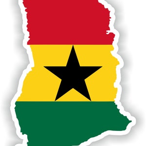 Pegatina de mapa de Ghana, bandera para portátil, libro, nevera, guitarra, casco de motocicleta, caja de herramientas, puerta, PC, barco