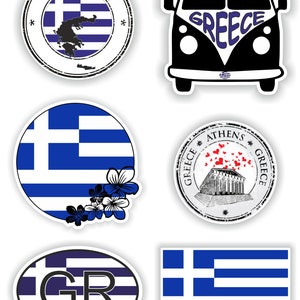 Greece Set of Stickers for Laptop Book Water Bottle Fridge Guitar Motorcycle Helmet ToolBox Door PC Boat