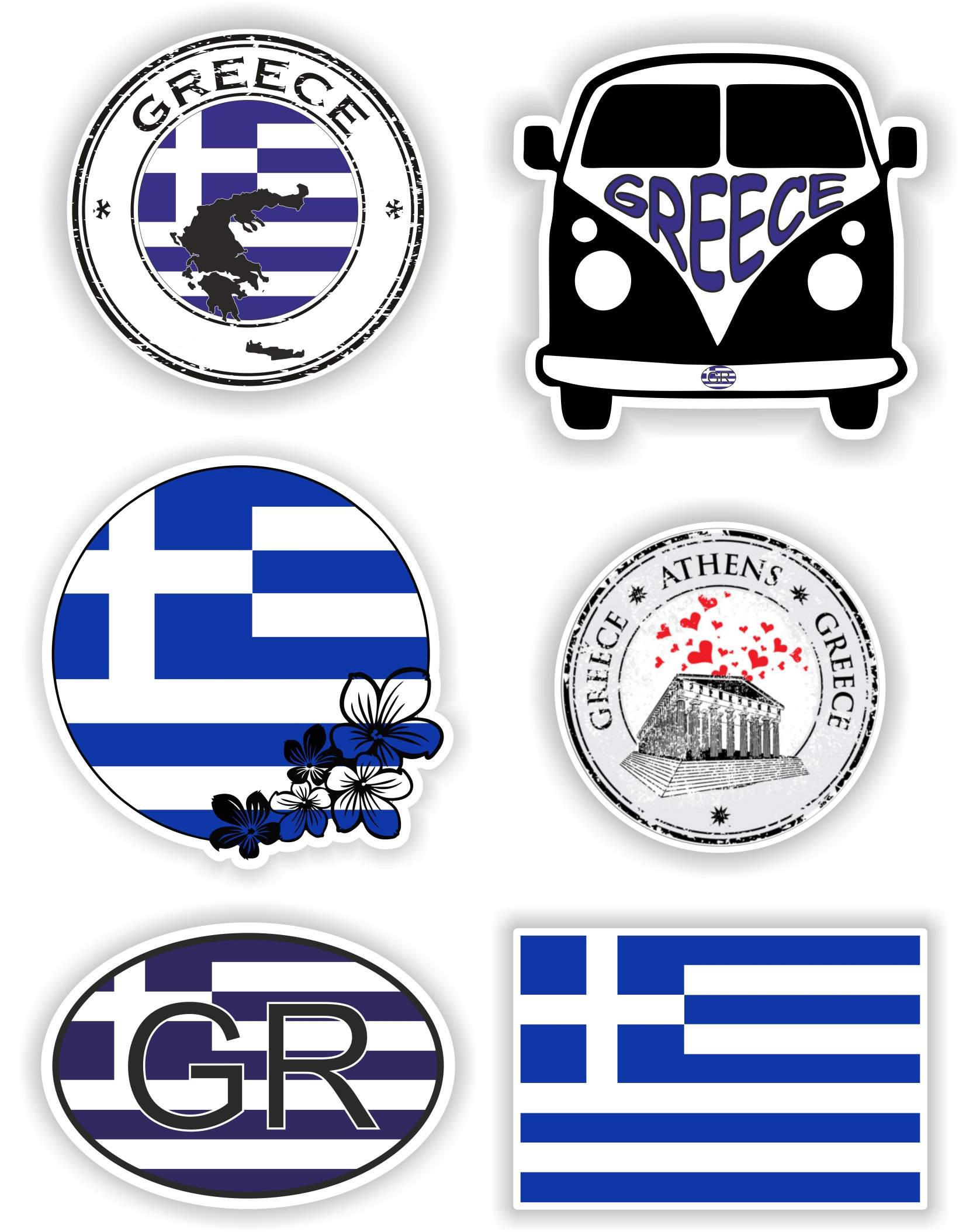 Greece Set of Stickers for Laptop Book Water Bottle Fridge Guitar ...