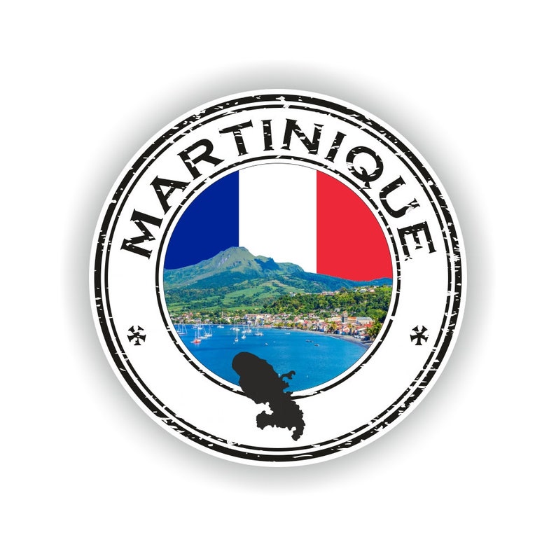 Martinique 02 Seal Sticker Round Flag for Laptop Book Fridge image 1