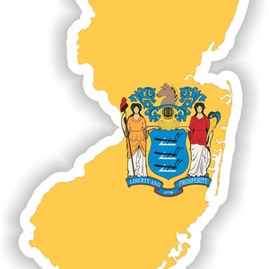 Nueva Jersey Mapa Bandera Silueta Pegatina para Laptop Libro Nevera Guitarra Chaqueta Casco ToolBox Puerta PC Barco