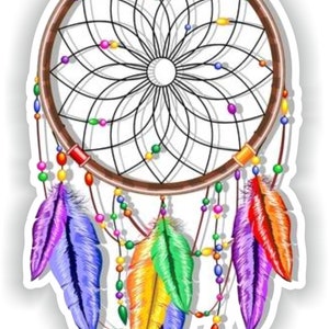 Dreamcatcher Aufkleber Runde für Laptop Buch Kühlschrank Gitarre Motorrad Helm ToolBox Tür PC Boot #01