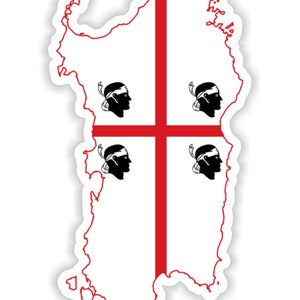 Sardinië Sardegna Italië kaart Sticker Vlag voor Laptop Boek Koelkast Gitaar Motorhelm ToolBox Deur PC Boot